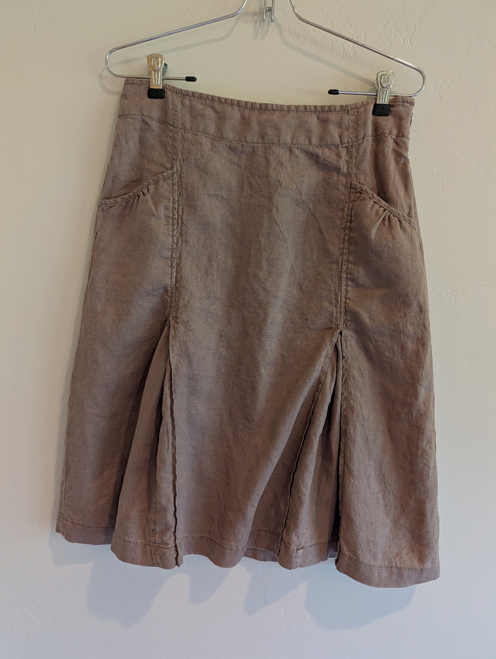 %100 Linen Y2K Vintage Skirt In Neutral Mushroom Brown Tan By Merona Size 4